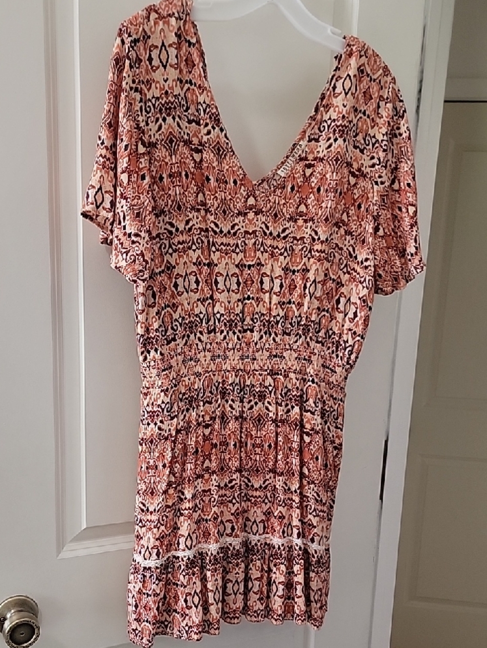 Idyllwind Peach and Black Printed Mini Dress